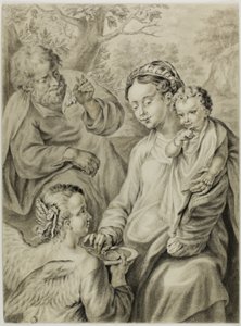 Resten på flykten till Egypten, känd som Madonna della Pappa av Francesco Vanni