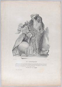 Prins Raimondo di Sangro lösgör sig från nätet av världsliga bekymmer med ..., ca. 1840-50. av Francesco Wenzel
