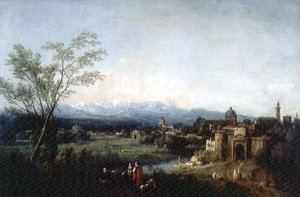 Fantastiskt landskap, Vicenza (olja på duk) av Francesco Zuccarelli
