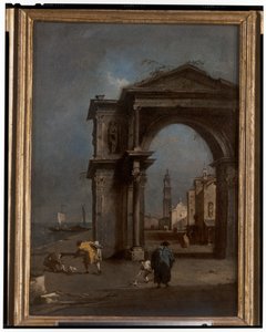 Capriccio mit einem Triumphbogen und städtischem Hintergrund