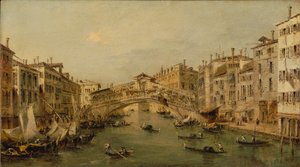 Venedig: Rialto av Francesco circle of Guardi