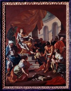 Judgment of Salomon (Judgment of Salomon) Målning av Francesco de Mura (1696-1782) Museet för klostret i Montecassino Italien