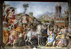 Triumfen för Marcus Furius Camillus, general och romersk statsman (Fresco