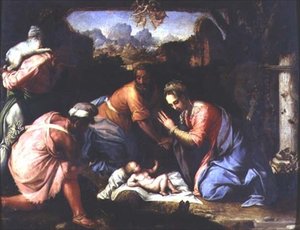 Tillbedjan av herdarna, ca 1525 (panel)