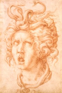 Medusa (röd krita på benvitt papper) av Francesco de Rossi Salviati Cecchino