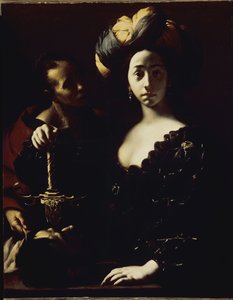 Judith och huvudet av Holoferne (olja på duk