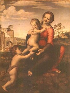 Madonna från brunnen eller Madonna och barn med den unge Johannes Döparen, ca 1503-09 (tempera på panel)