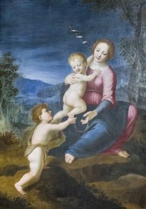 Jungfrun med Jesus och Johannes Döparen av Francesco di Cristofano Franciabigio