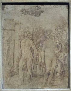 Adam och Eva, ca 1470 (penna och bläck på pergament) av Francesco di Giorgio Martini