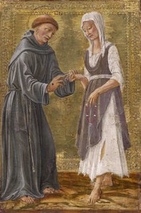 Det heliga utbytet mellan Saint Francis och Lady Poverty par Francesco di Giorgio Martini (1439-1501). Tempera på panel