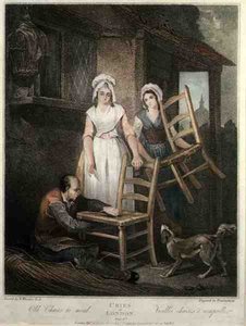 "Old Chairs to Mend", tavla 10 i "The Cries of London", graverad av Giovanni Vendramini (1769-1839), utgiven av Colnaghi & Co.