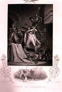 Richard II:s död, från pjäsen av William Shakespeare (1564-1616) graverad av J. Rogers (gravyr)