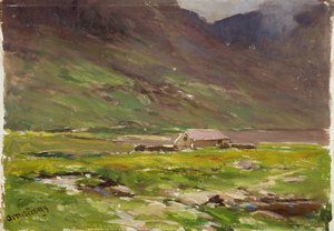Lake Ogwen (olja på panel)