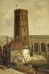 Utsikt över Temple Church (olja på duk)