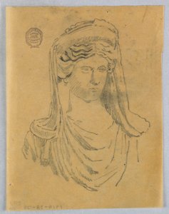 Skiss av byst av en kvinna av Francis Augustus Lathrop
