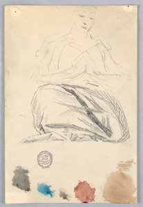 Skiss av draperi för sittande figur av Francis Augustus Lathrop