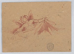 Skiss av Putti med draperi av Francis Augustus Lathrop