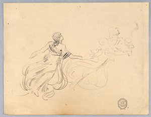 Skiss av två kvinnliga figurer av Francis Augustus Lathrop