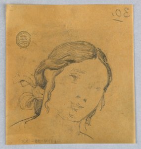 Skiss av kvinnans huvud av Francis Augustus Lathrop