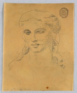 Skiss av kvinnans huvud av Francis Augustus Lathrop