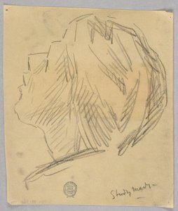 Skiss av en kvinnas huvud av Francis Augustus Lathrop