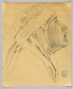 Skiss av en kvinnas huvud av Francis Augustus Lathrop