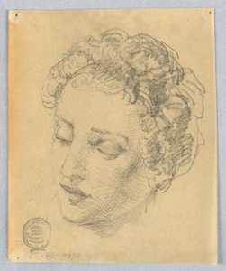 Skiss av en kvinnas huvud av Francis Augustus Lathrop