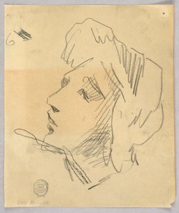 Skiss av en kvinnas huvud av Francis Augustus Lathrop