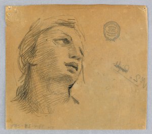 Skiss av en kvinnas huvud av Francis Augustus Lathrop