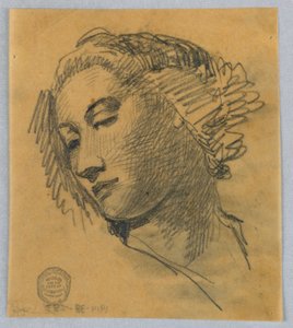 Skiss av en kvinnas huvud av Francis Augustus Lathrop