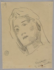 Skiss av en kvinnas huvud av Francis Augustus Lathrop