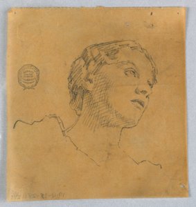 Skiss av en kvinnas huvud av Francis Augustus Lathrop
