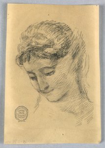 Skiss av en kvinnas huvud av Francis Augustus Lathrop
