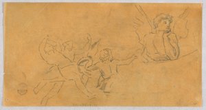 Skiss av en ängel och Putti av Francis Augustus Lathrop