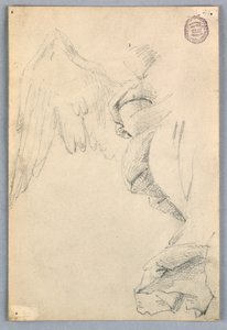 Skiss med vingar och draperi av Francis Augustus Lathrop