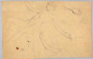 Skisser av kvinnlig naken och händer av Francis Augustus Lathrop