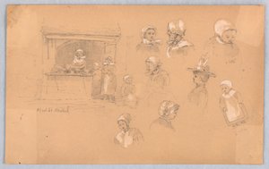 Skisser av stadsbor i Mont St. Michel och Vitré av Francis Augustus Lathrop
