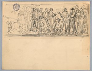 Studera för en väggmålning eller panel av Francis Augustus Lathrop