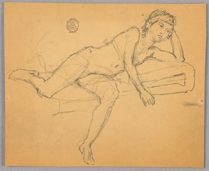 Studie av naken figur av Francis Augustus Lathrop