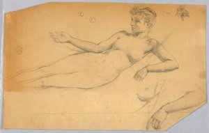 Studie av naken figur av Francis Augustus Lathrop