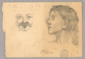 Kvinnans huvud och ett ansikte av Francis Augustus Lathrop