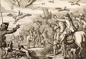 Heron Hawking, graverad av Wenceslaus Hollar, 1671 av Francis Barlow