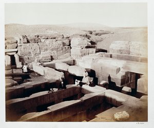 Ett utgrävt tempel vid foten av sfinxen, Giza, Egypten, 4 mars 1862 av Francis Bedford