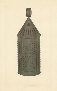 Genomborrad plåtlykta av Francis Bruner
