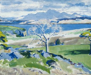 Ben Cruachan från Achnacraig, Mull, ca. 1931 (olja på panel) av Francis Campbell Boileau Cadell
