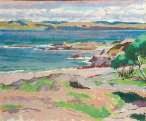 Ross of Mull från Traigh Mhor, Iona (olja ombord) av Francis Campbell Boileau Cadell