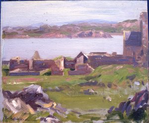 The Ruins of Iona Abbey (olja på duk) av Francis Campbell Boileau Cadell