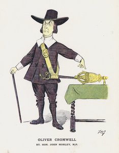 Oliver Cromwell, Rt Hon John Morley (färg litho) av Francis Carruthers Gould