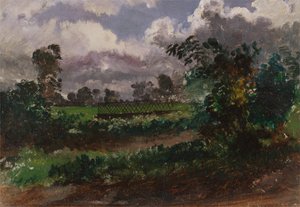 En vy över konstnärens trädgård från hans hus i Exmouth, Devonshire av Francis Danby