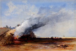 Bränning av en gammal båt, 1800-talet. av Francis Danby